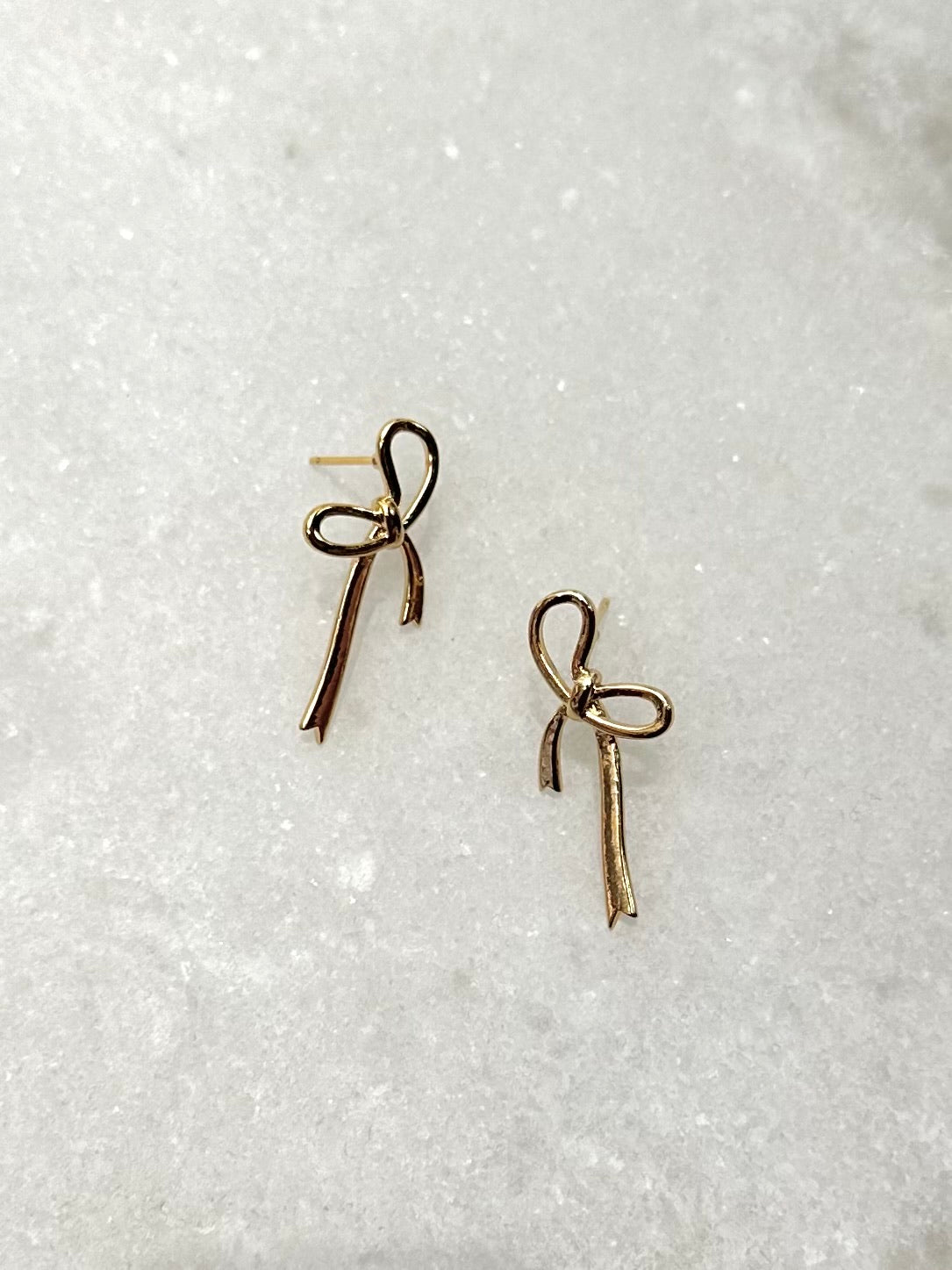 Metallic Bow Stud Earrings-Gold