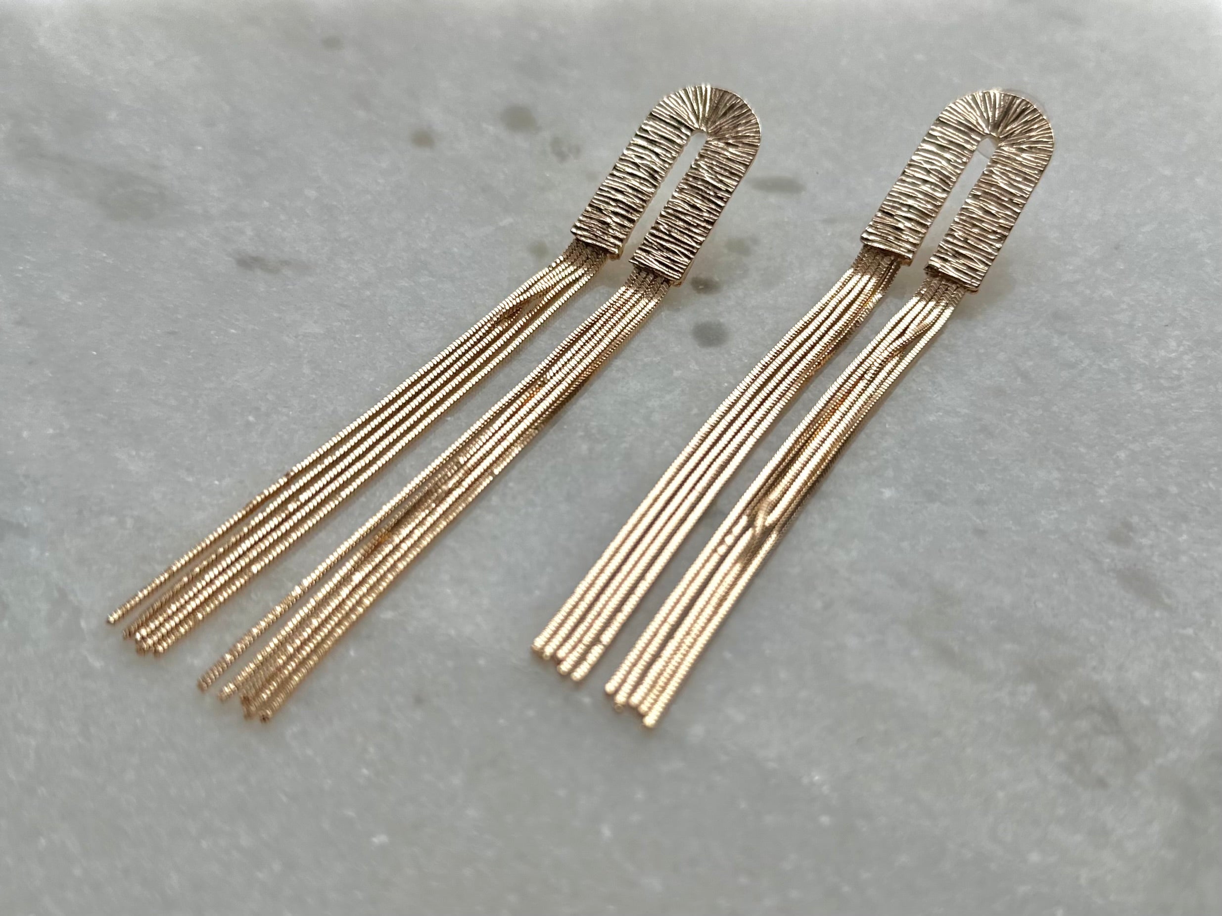 Textured Tassel Earrings- Gold