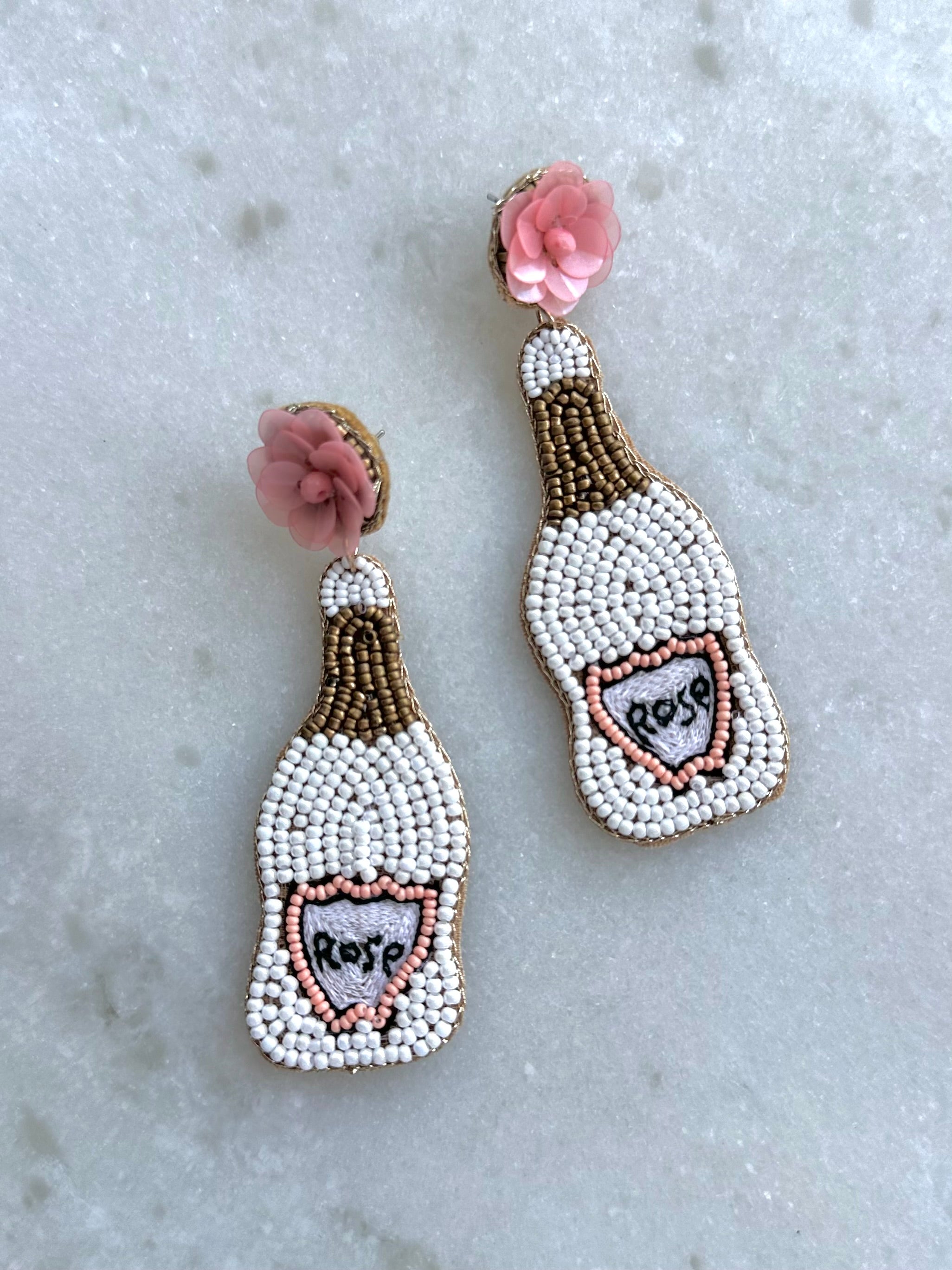 Beaded Rose Bottle Earrings