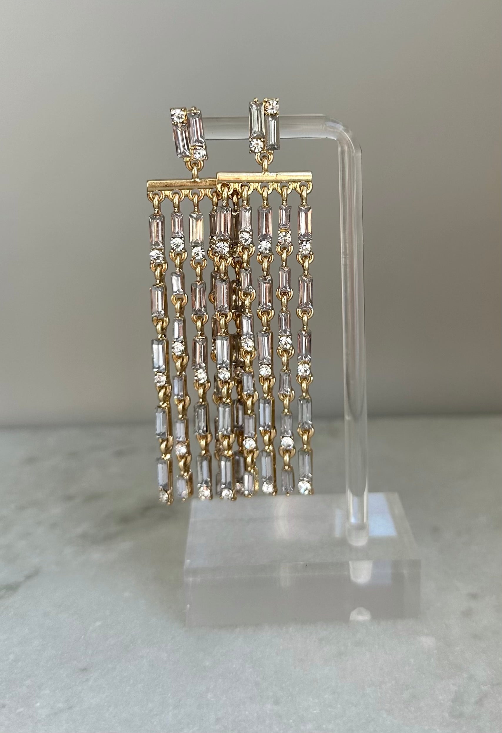Tanya Crystal Earrings- Gold