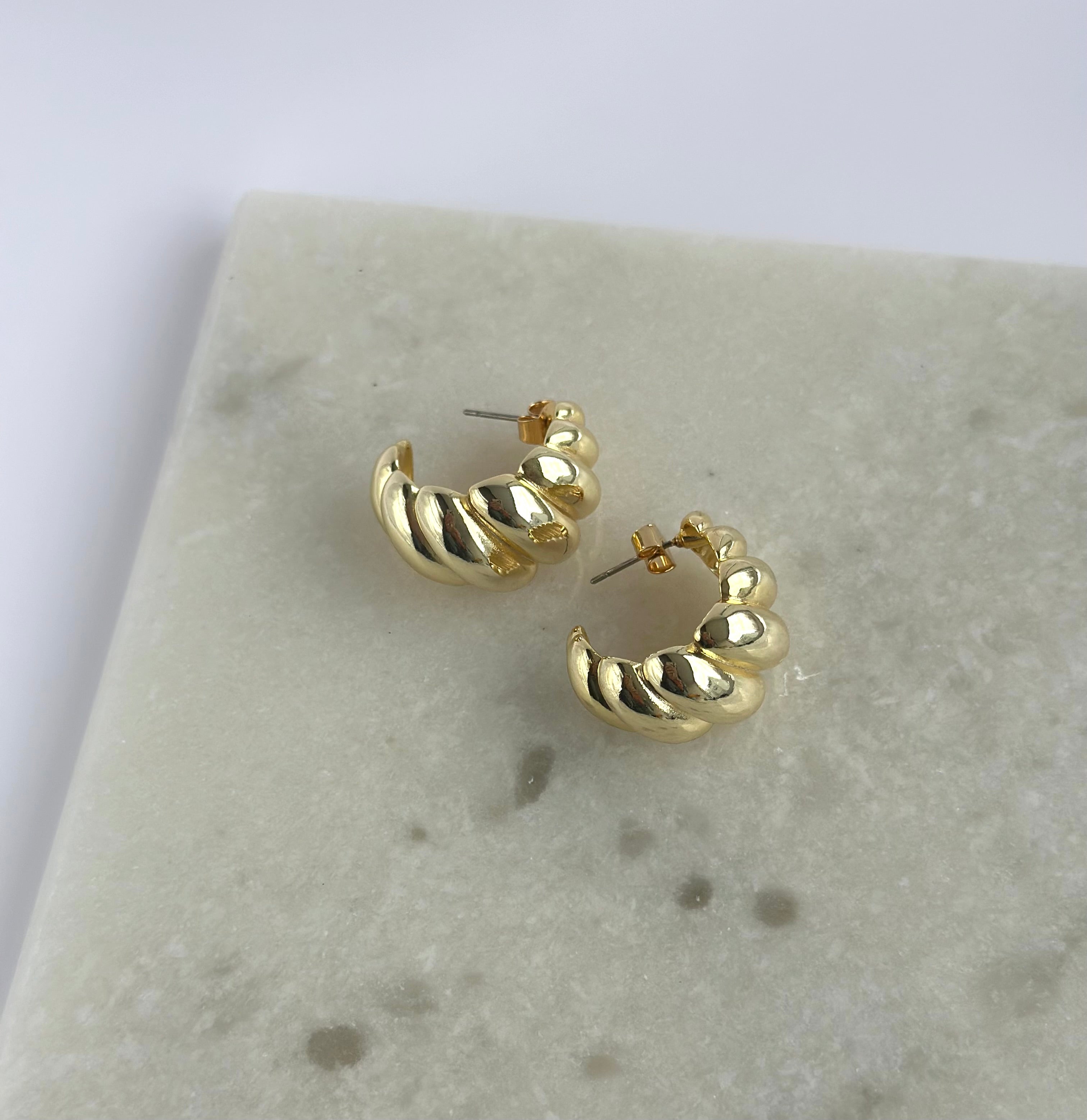 Gold Dipped Chunky Twist Hoops- Gold