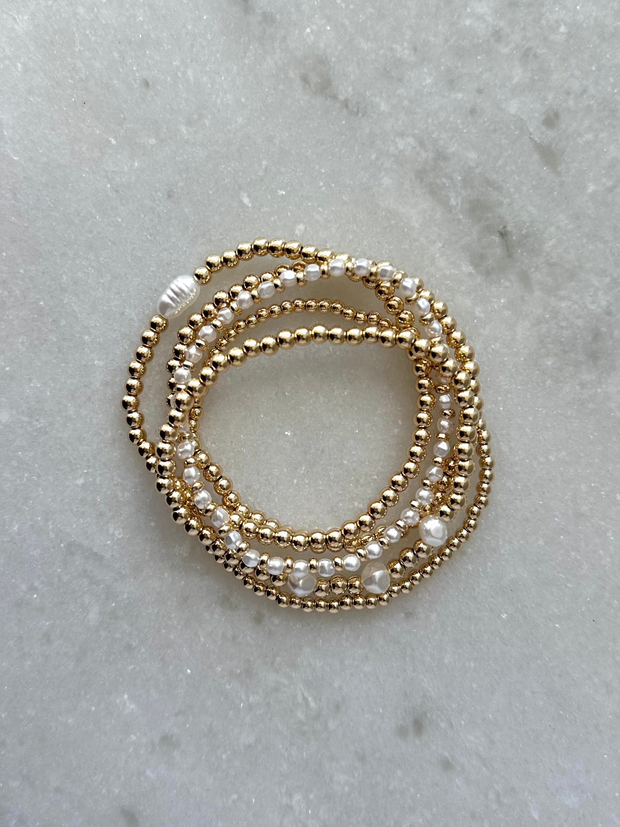 Hunny Bracelet Set-Gold/Pearl