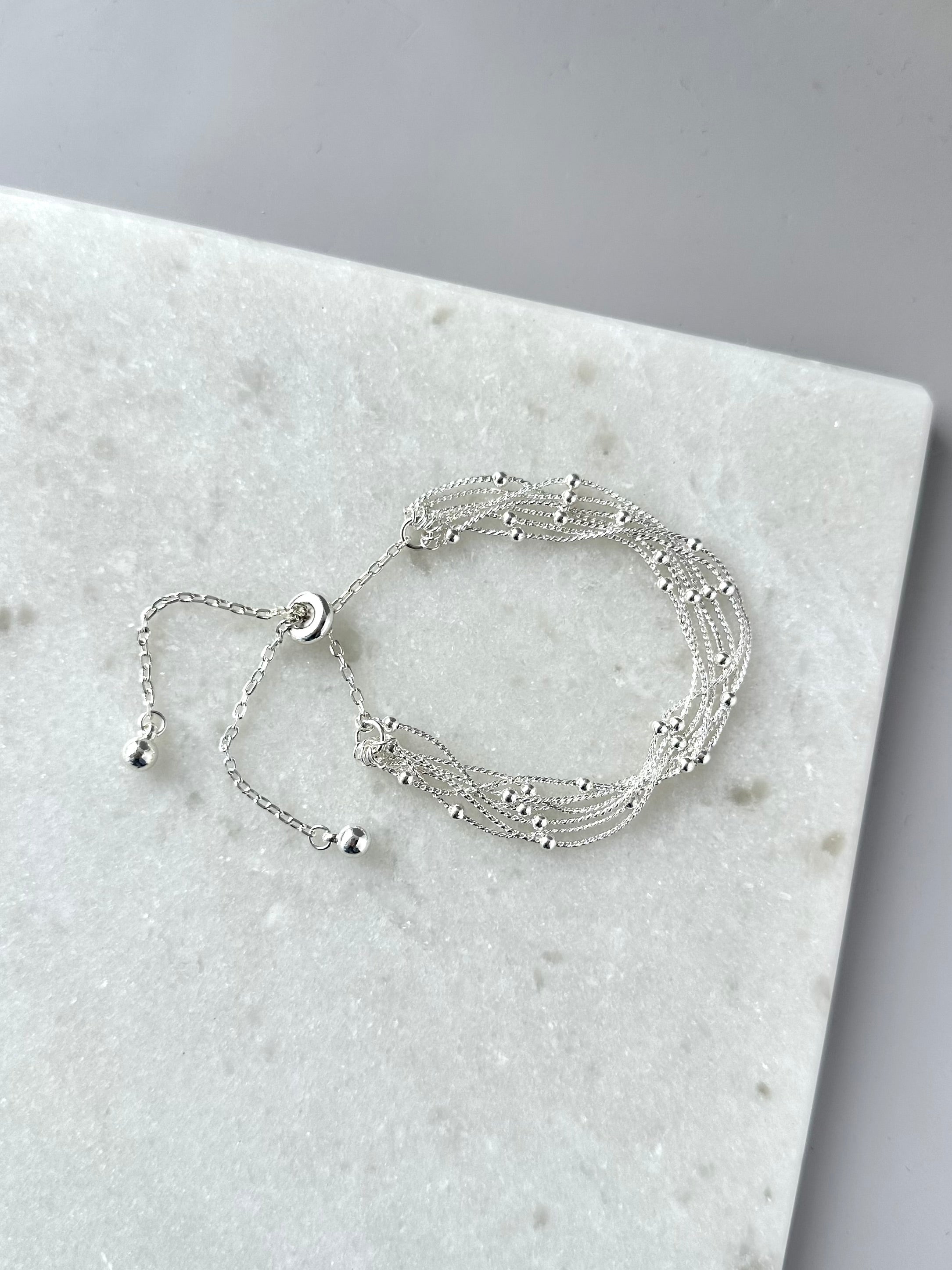 Dot Chain Bracelet Stack-Silver