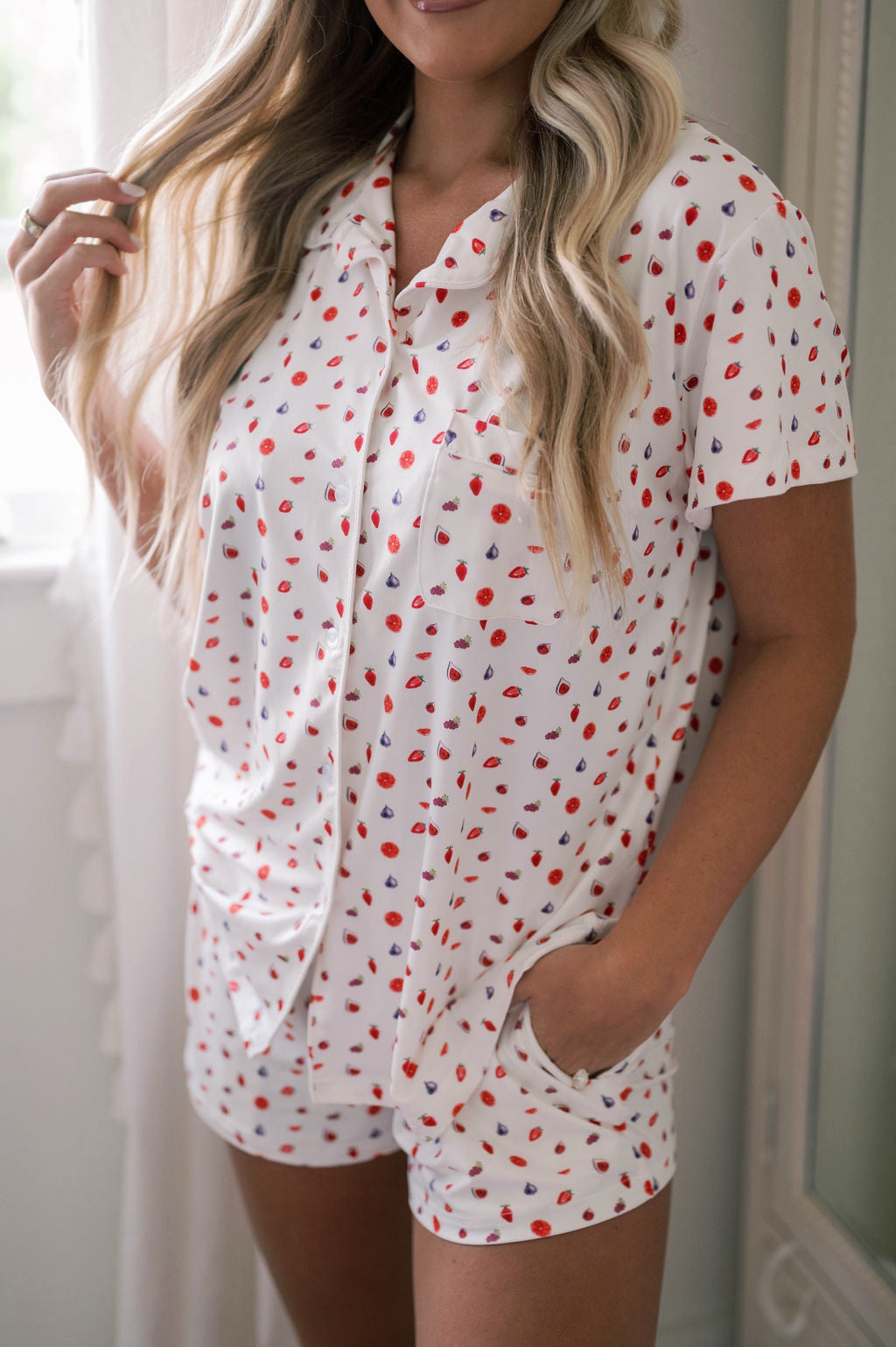 Fruit Bowl Pajama Button Down Top//DOORBUSTER