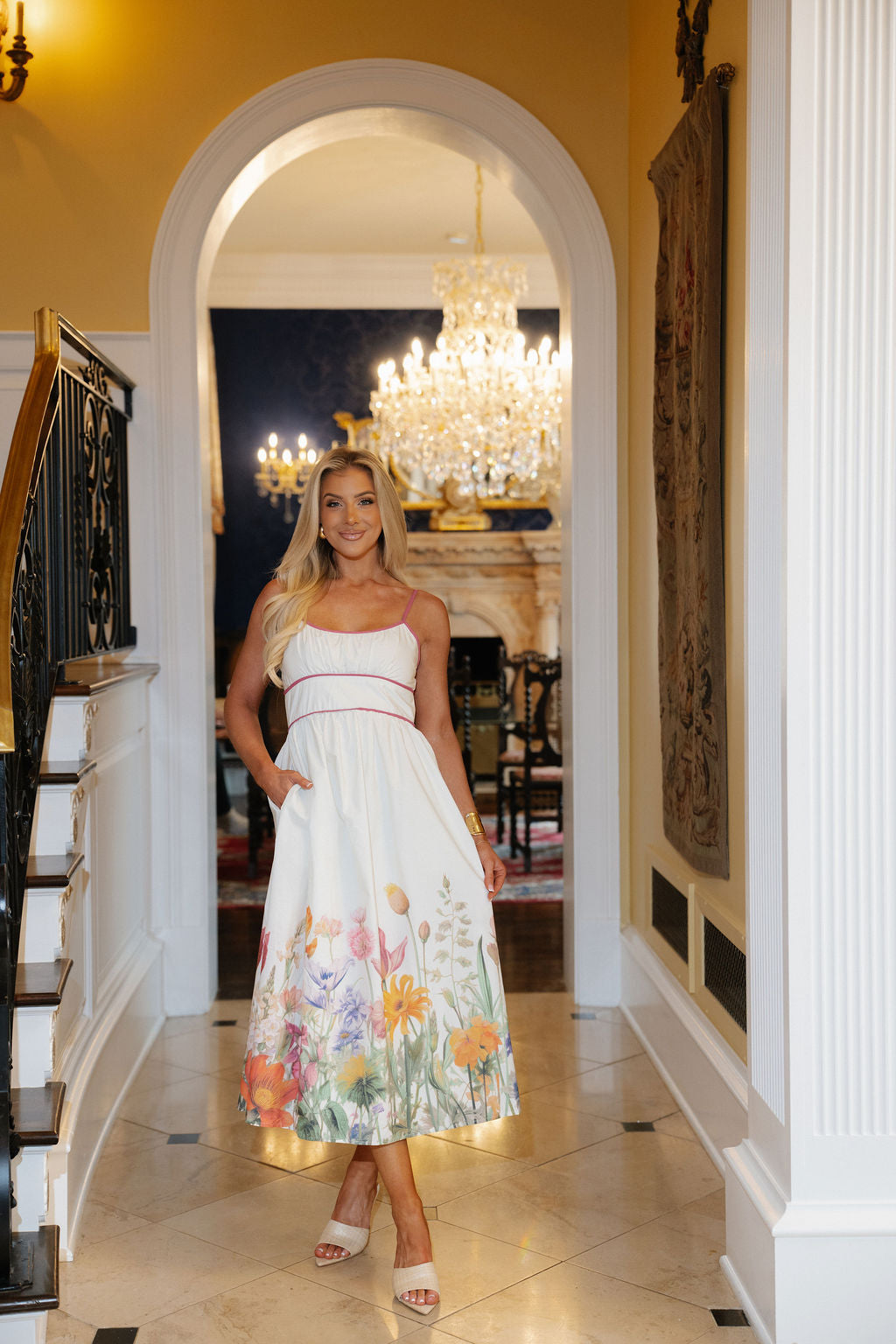 Wildflower Midi Dress-Cream Multi