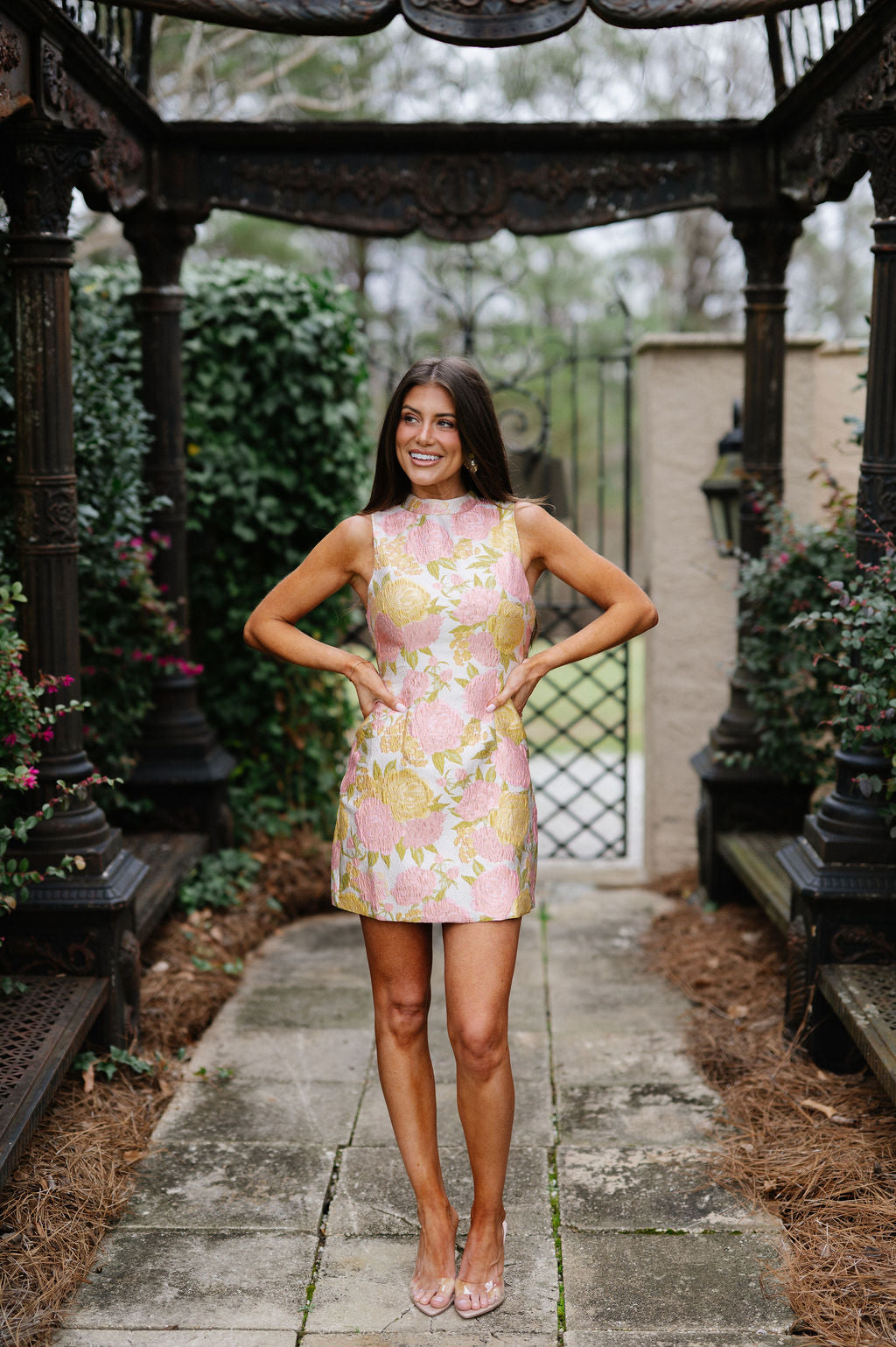 Floral Mock Neck Mini Dress