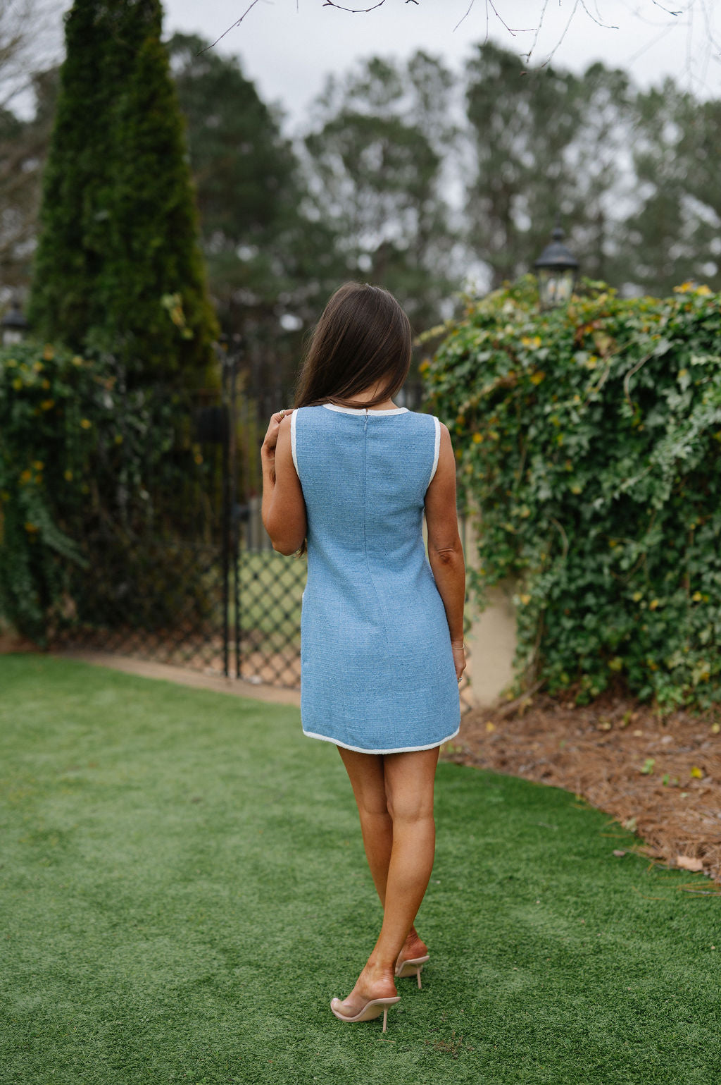 Katie Contrast Trim Mini Dress-Blue