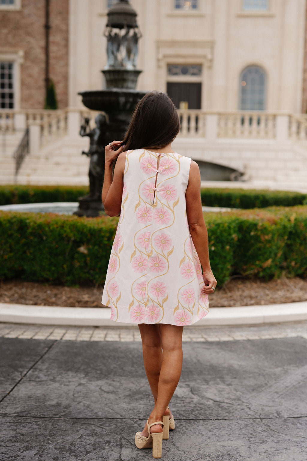 Daisy Floral Print Mini Dress-Peachy Pink