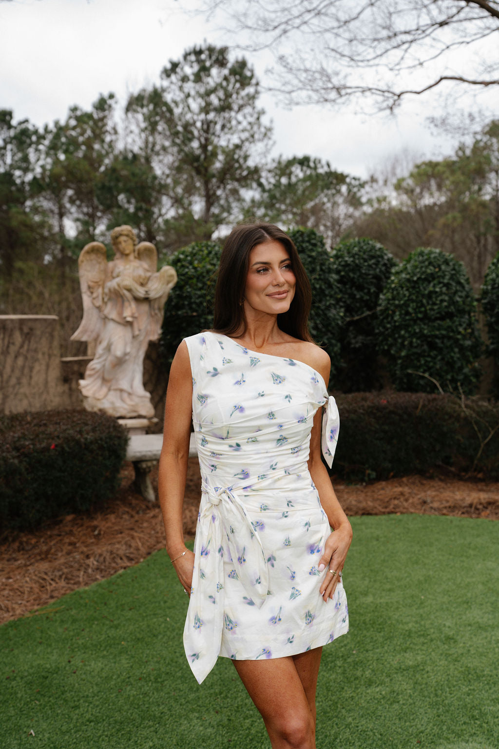 Georgie Floral Mini Dress-Lavender Multi