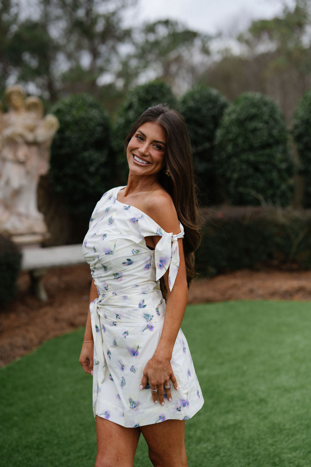 Georgie Floral Mini Dress-Lavender Multi