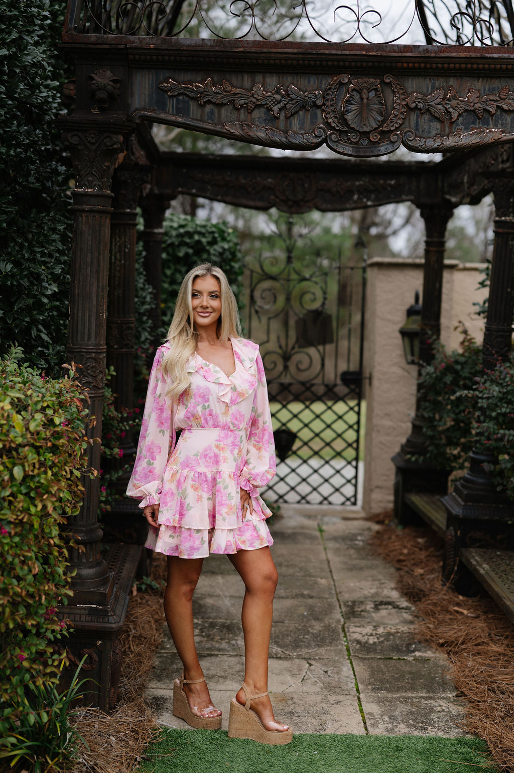 Emily Ruffled Mini Dress-Peach