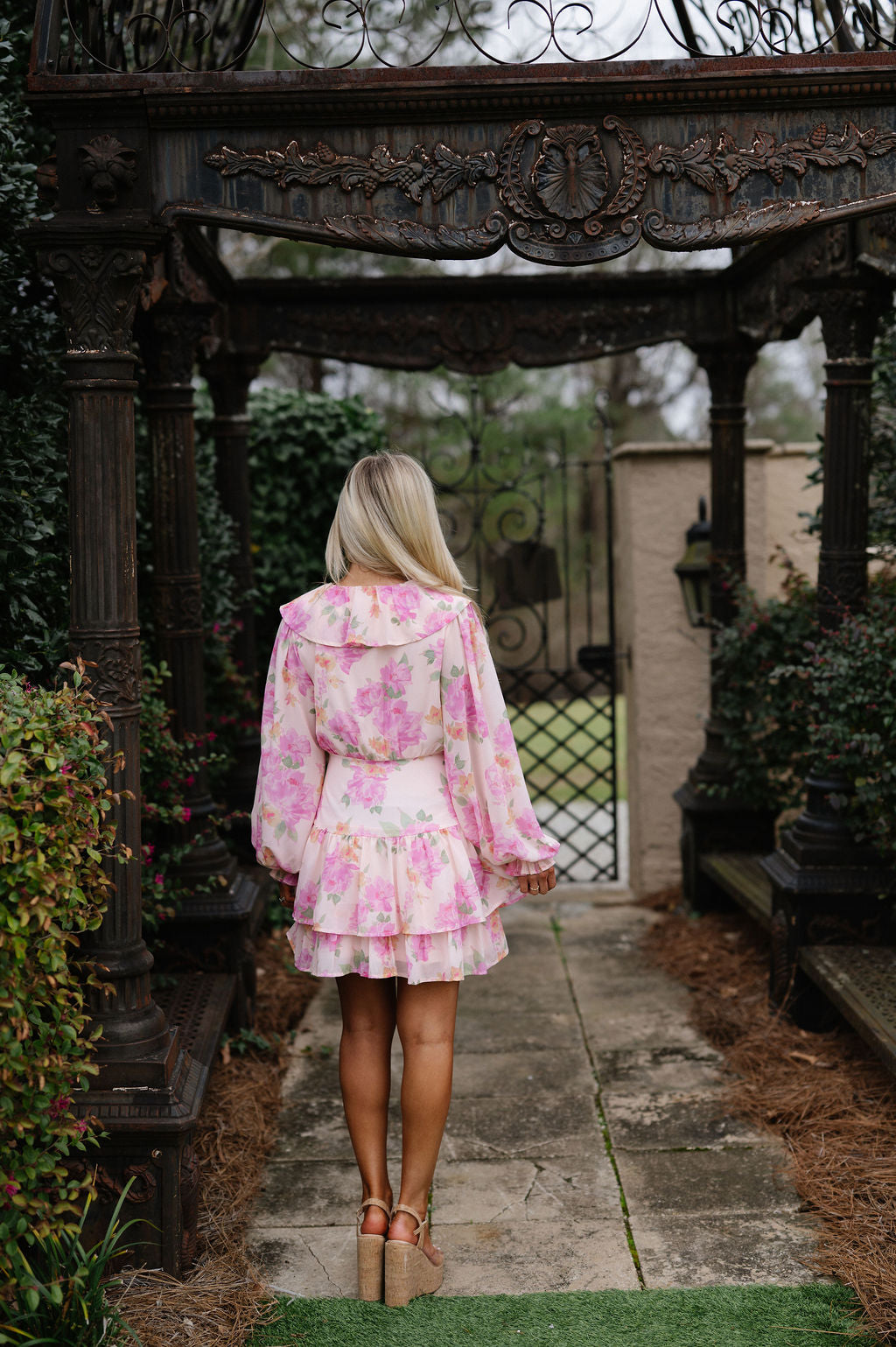 Emily Ruffled Mini Dress-Peach