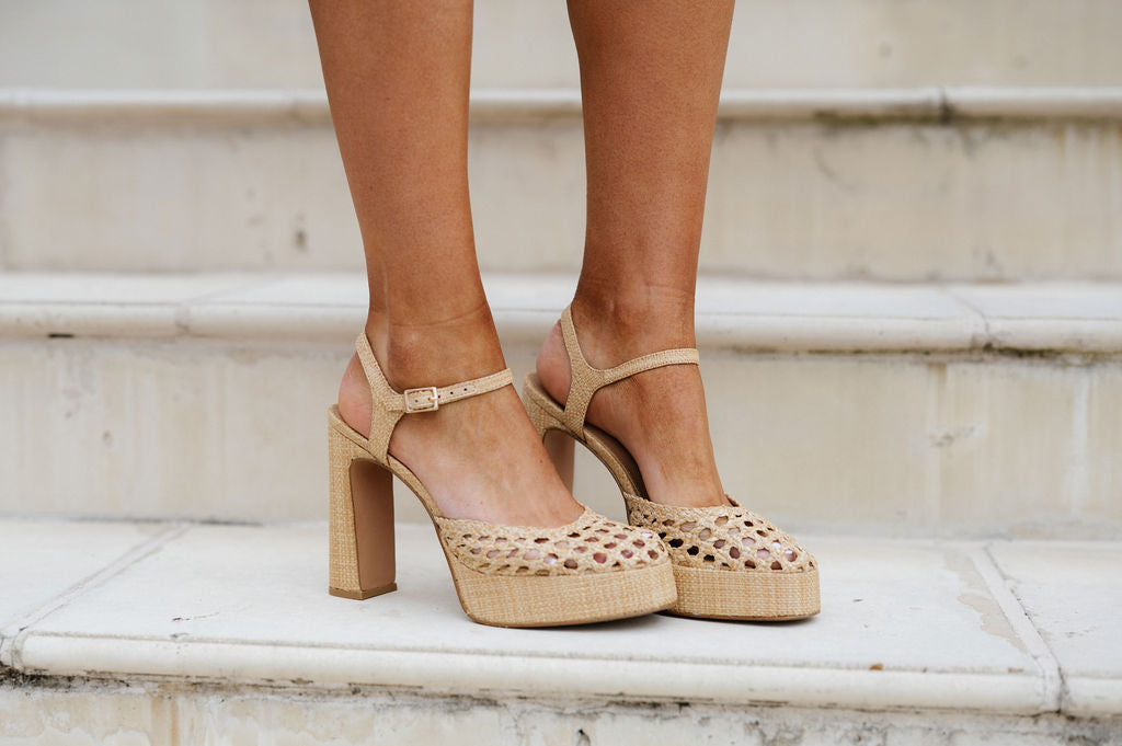 Lexi Raffia Heel-Natural