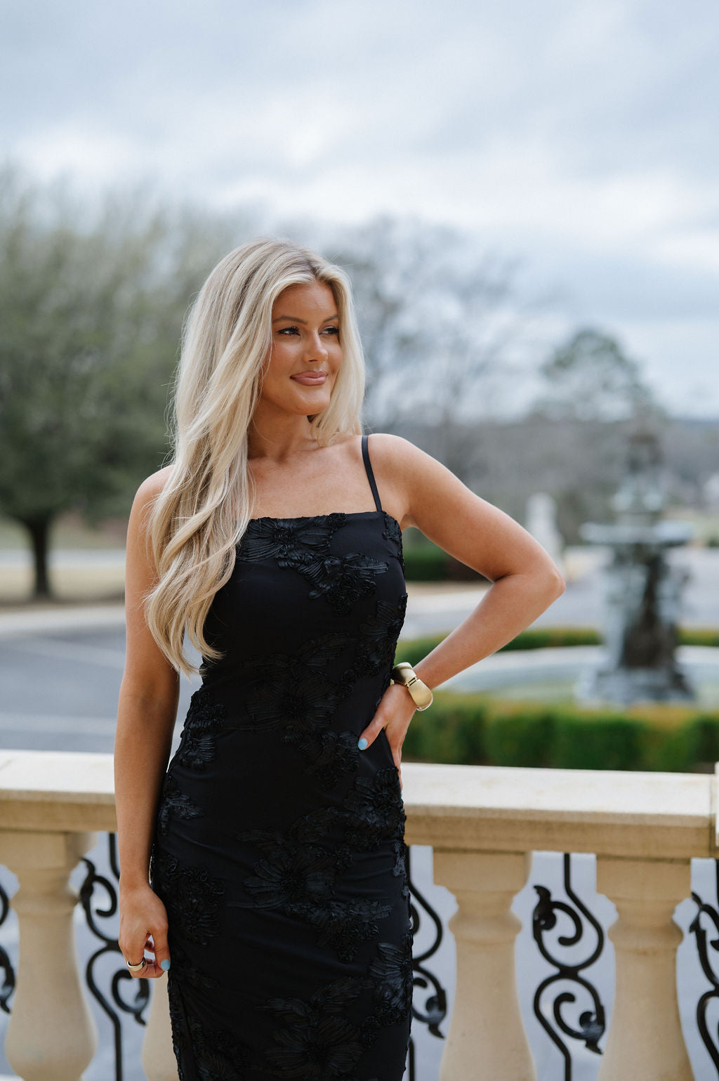 mesh black floral dress Kylee Mesh Floral Dress-Black S