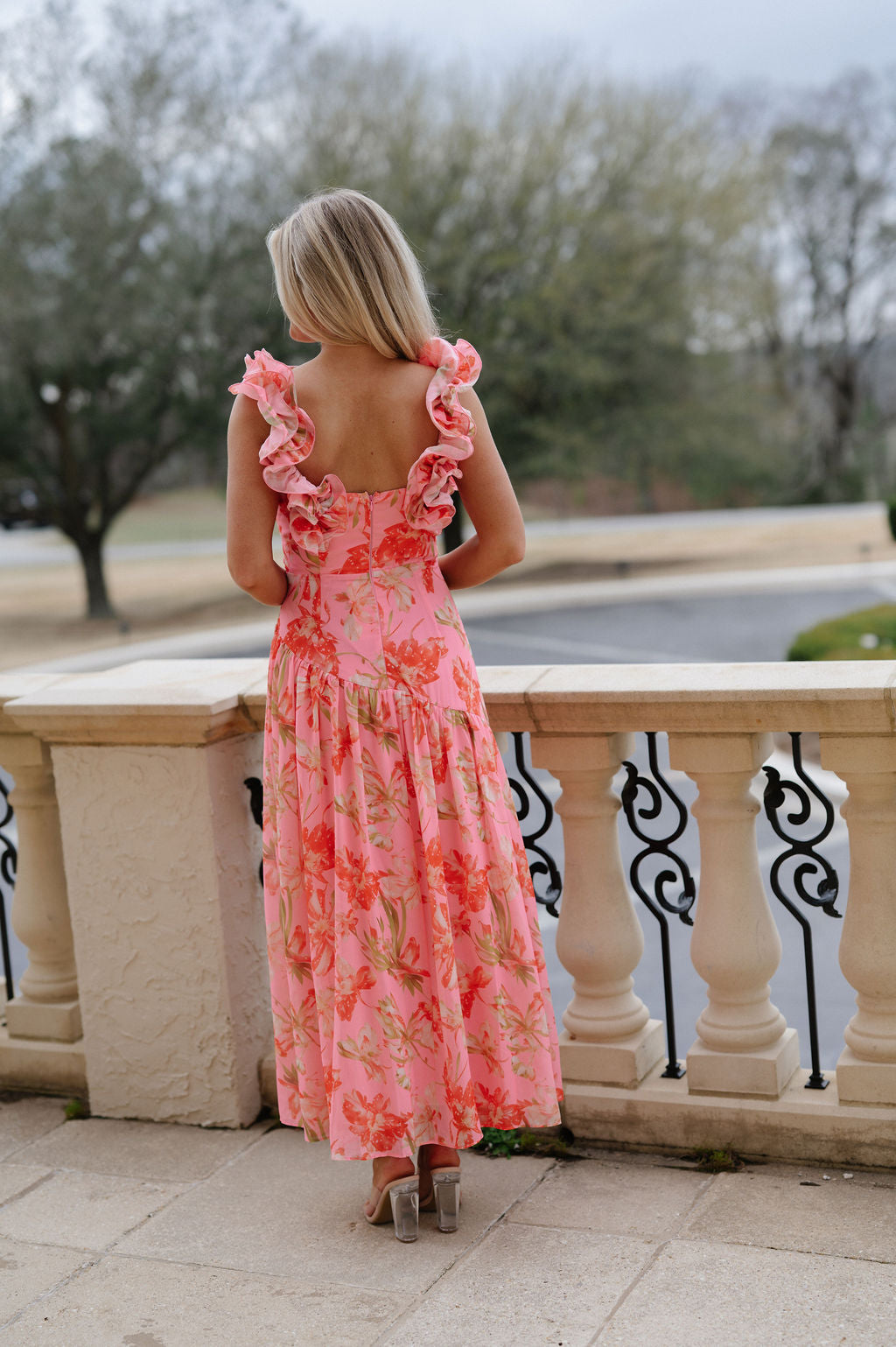 Bessette Dress-Coral Pink