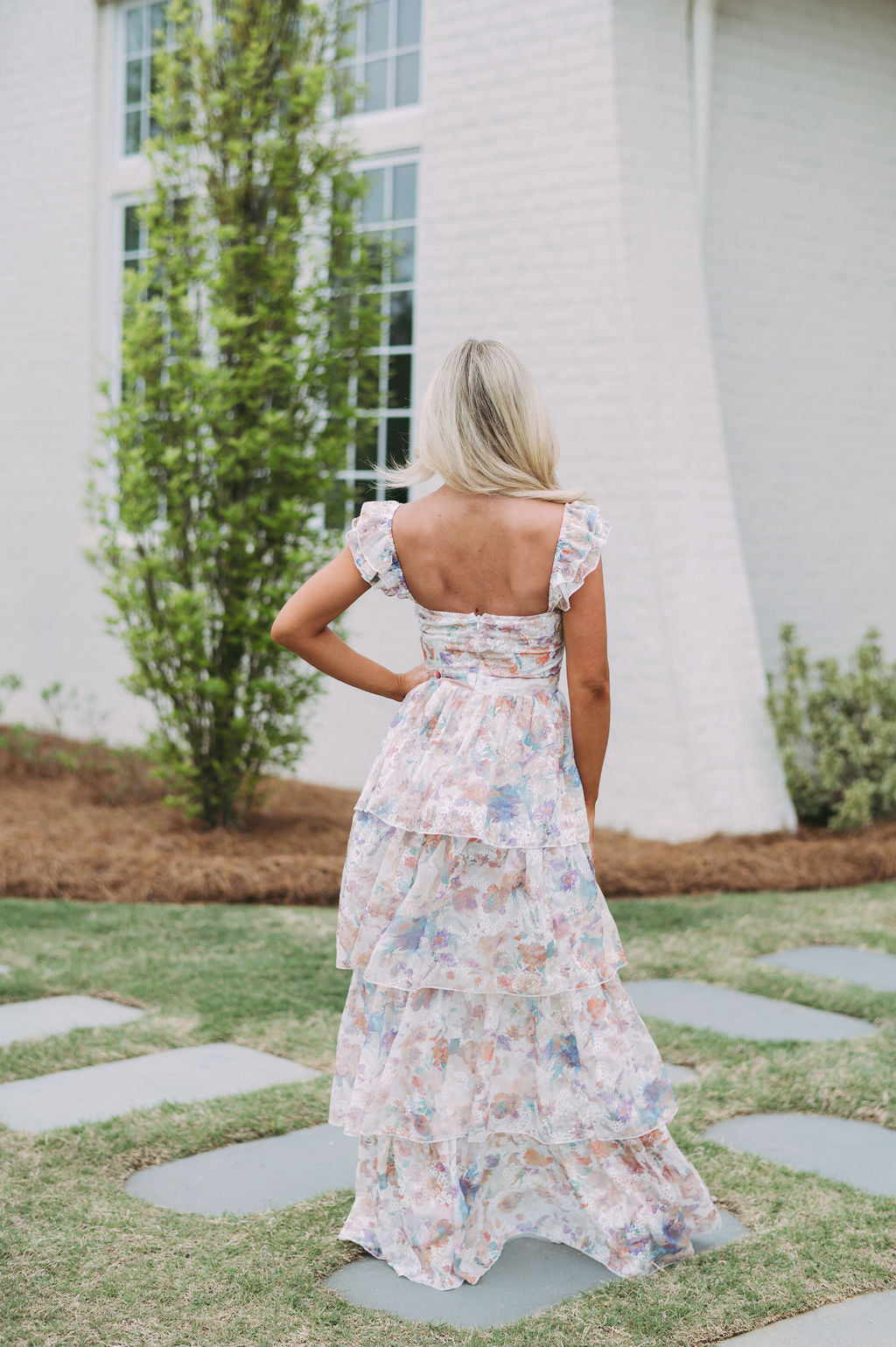 Watercolor Tiered Maxi Dress