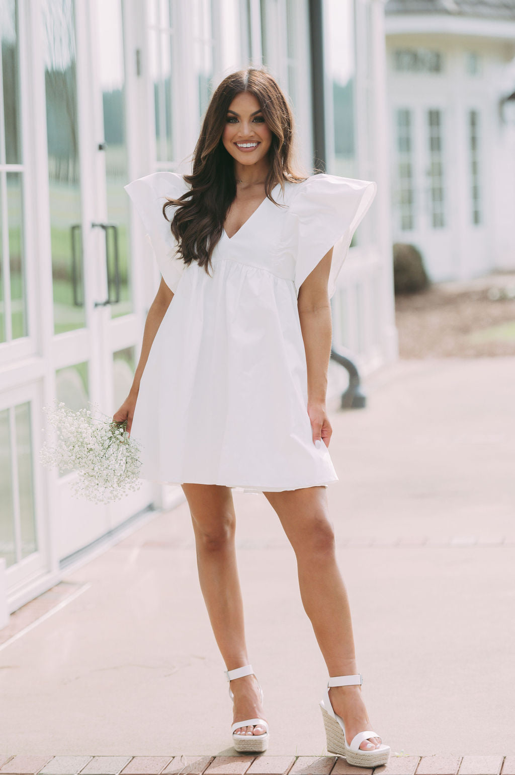 Lyndie Babydoll Dress- White