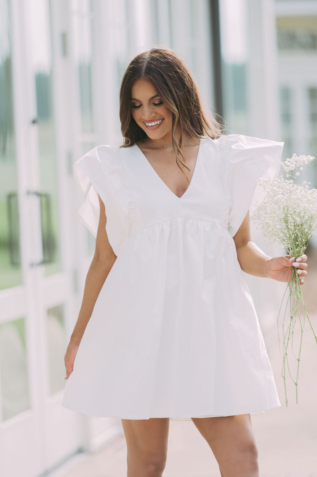 Lyndie Babydoll Dress- White