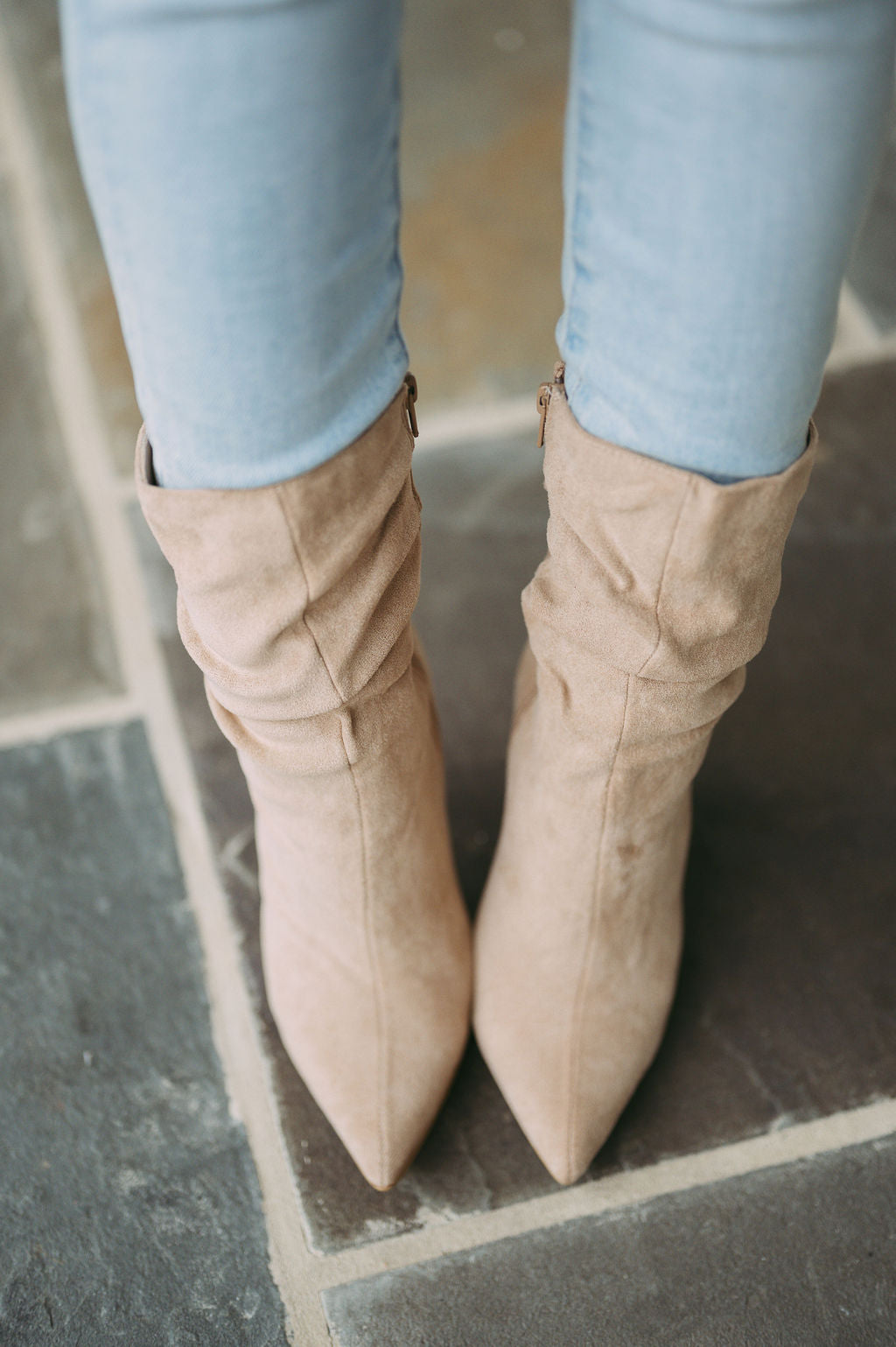 Liana Suede Bootie- Taupe