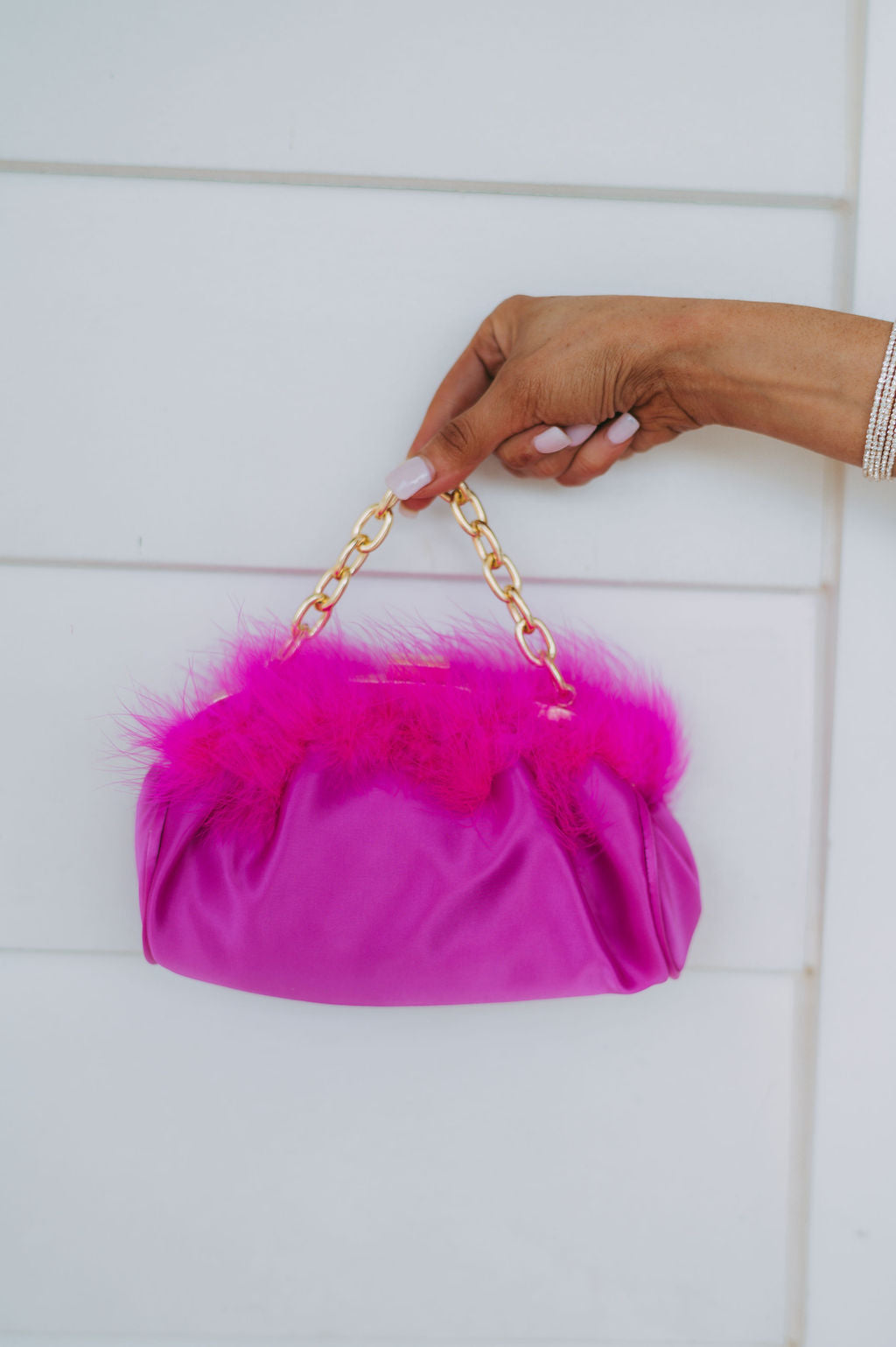 Feather Clutch- Pink