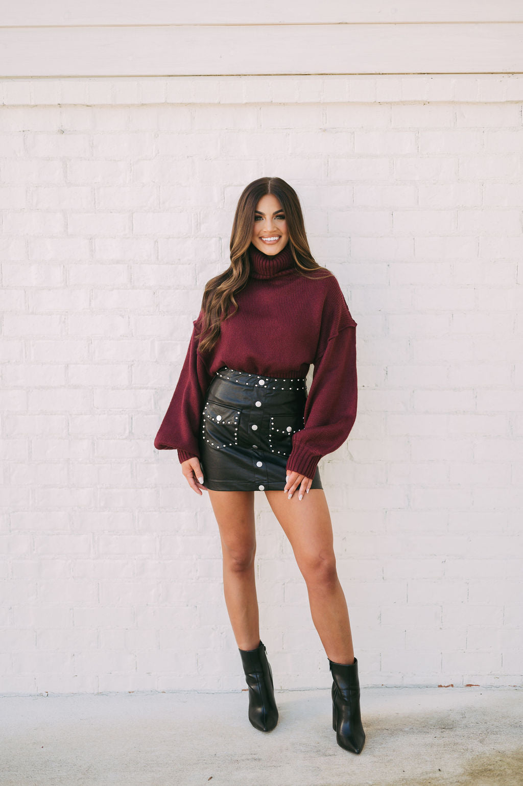 Studded Faux Leather Mini Skirt//size small 2-4