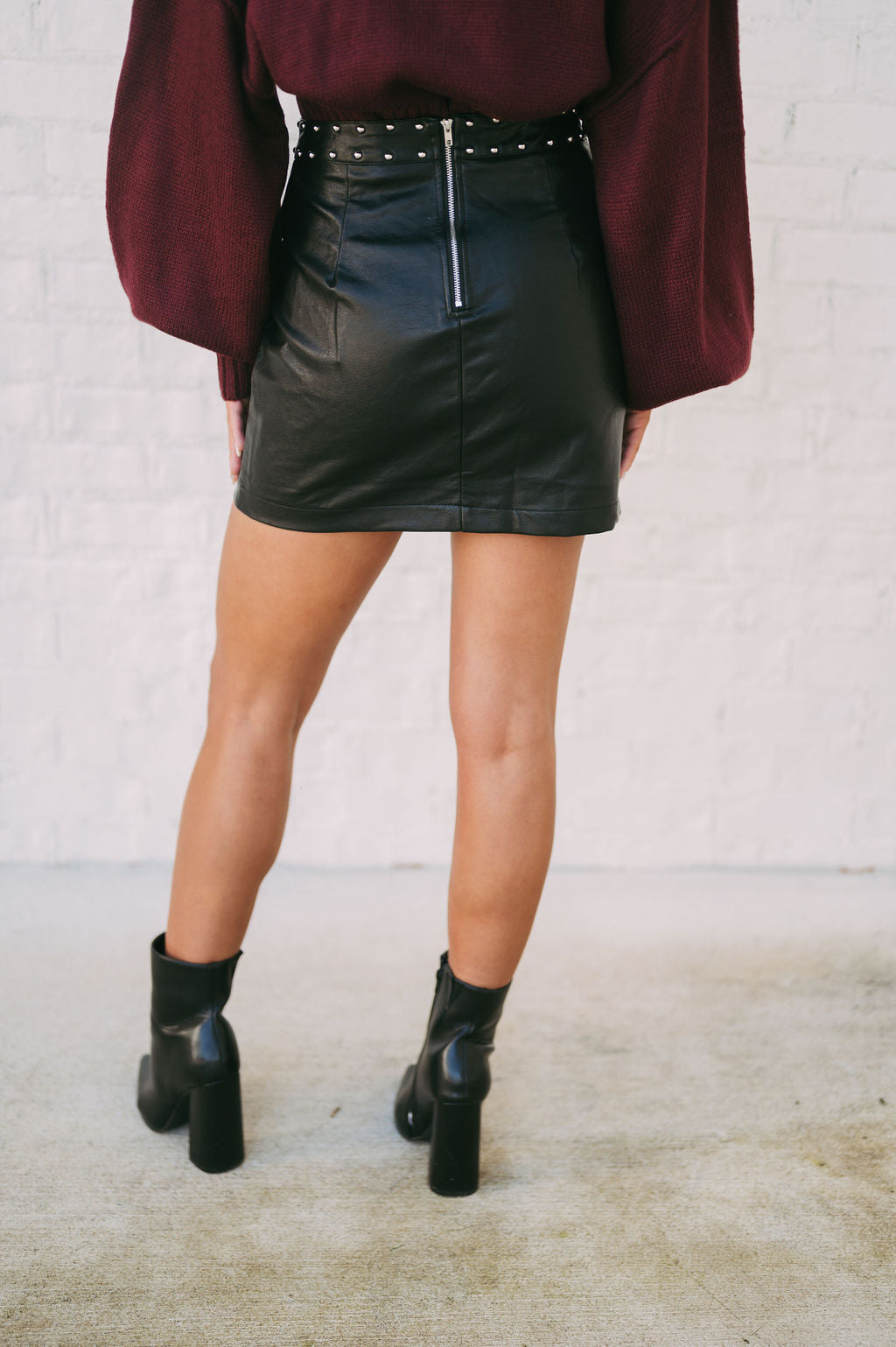Studded Faux Leather Mini Skirt//size small 2-4