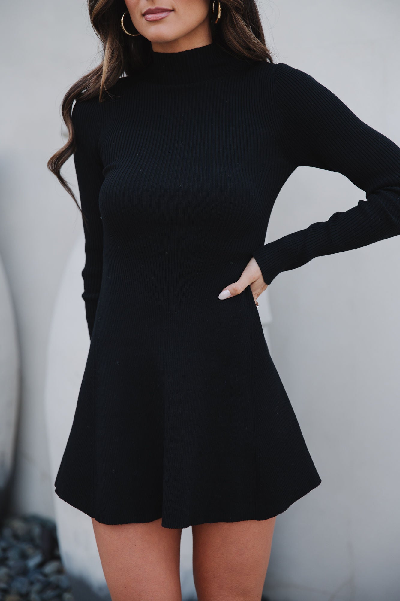 Jayde Sweater Knit Dress- Black